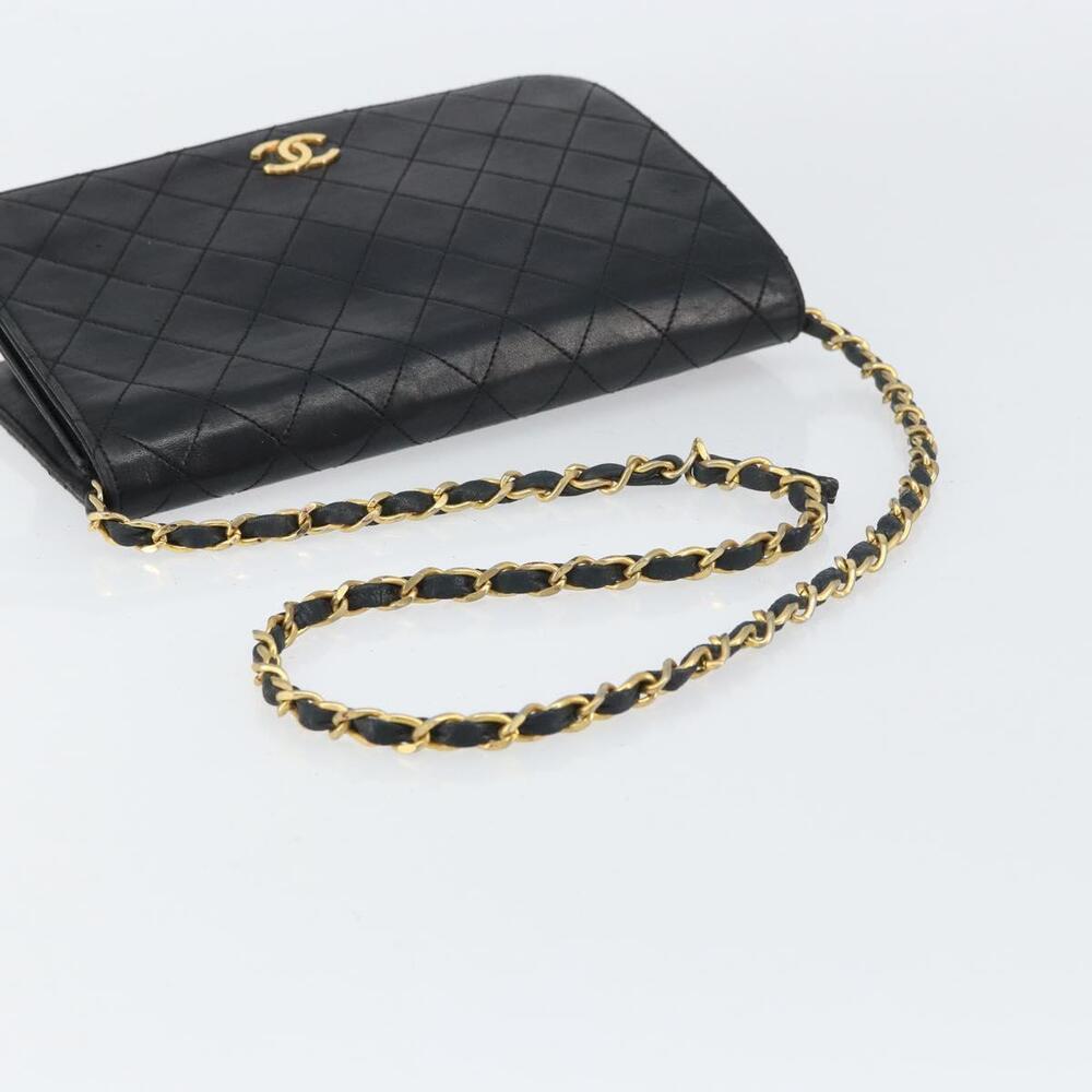 CHANEL Matelasse Chain Shoulder Bag Lamb Skin Black Gold CC Auth bs31513 - Picture 7 of 16